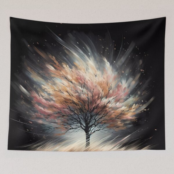 Item preview, Autumn tree blowing in the wind print.  designed and sold by ShazellArt.