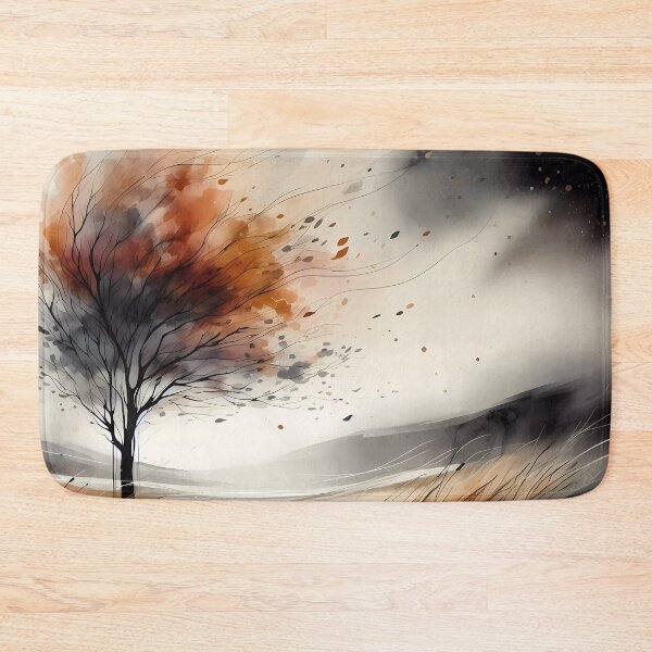 Item preview, Autumn tree blowing in the wind print.  designed and sold by ShazellArt.
