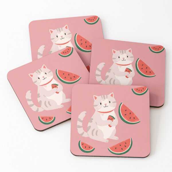 Item preview, Cat and a yummy watermelon designed and sold by WoollenLlama.