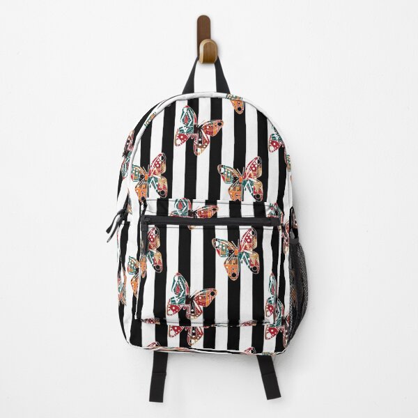 Item preview, Multicolored butterflies on a striped background. designed and sold by fuzzyfox.
