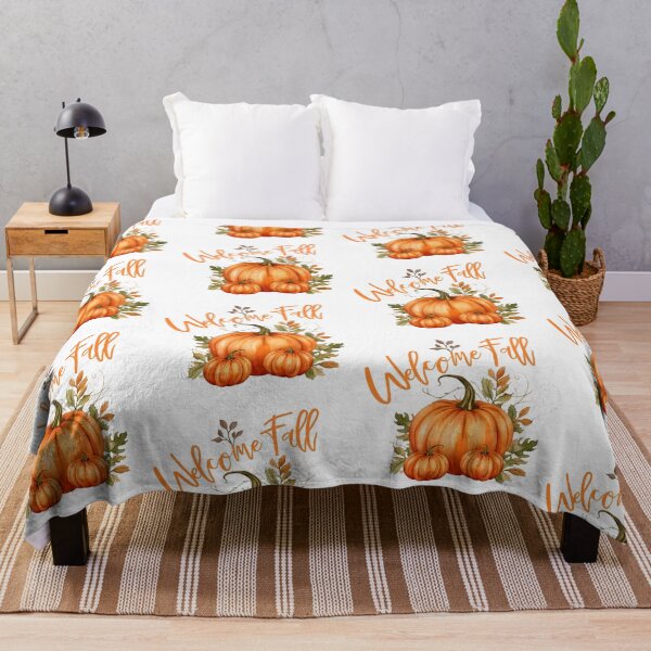 Item preview, Welcome Fall Pumpkins Autumn Leaves  designed and sold by artsyandinspire.