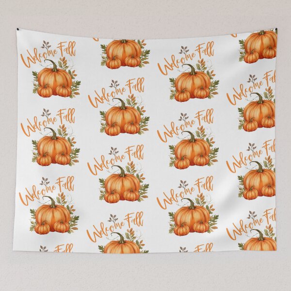 Item preview, Welcome Fall Pumpkins Autumn Leaves  designed and sold by artsyandinspire.