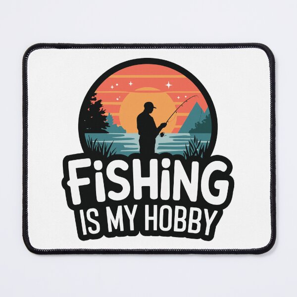 Item preview, Fishing Is My Hobby Retro Sunset Silhouette Design designed and sold by EurekaHunters.