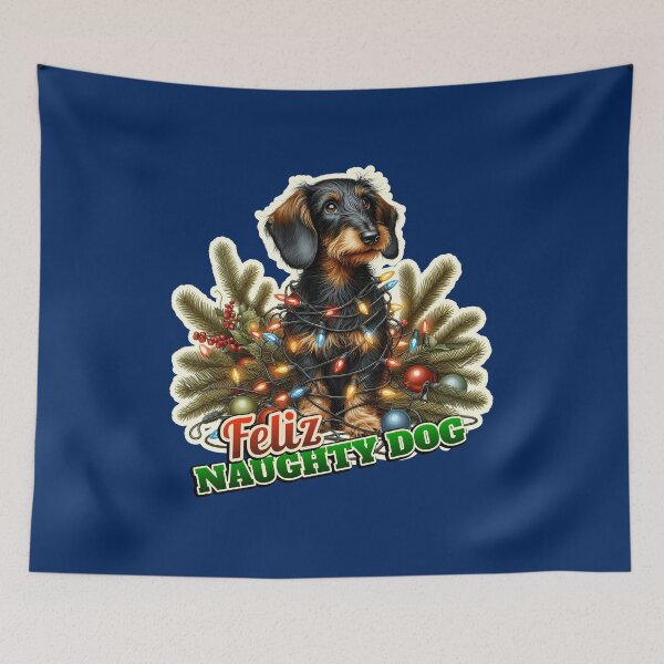 Item preview, Wire-haired Dachshund Xmas lights gift designed and sold by ThisDress.