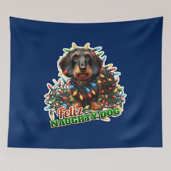Item preview, Wire-haired Dachshund Xmas lights gift designed and sold by ThisDress.