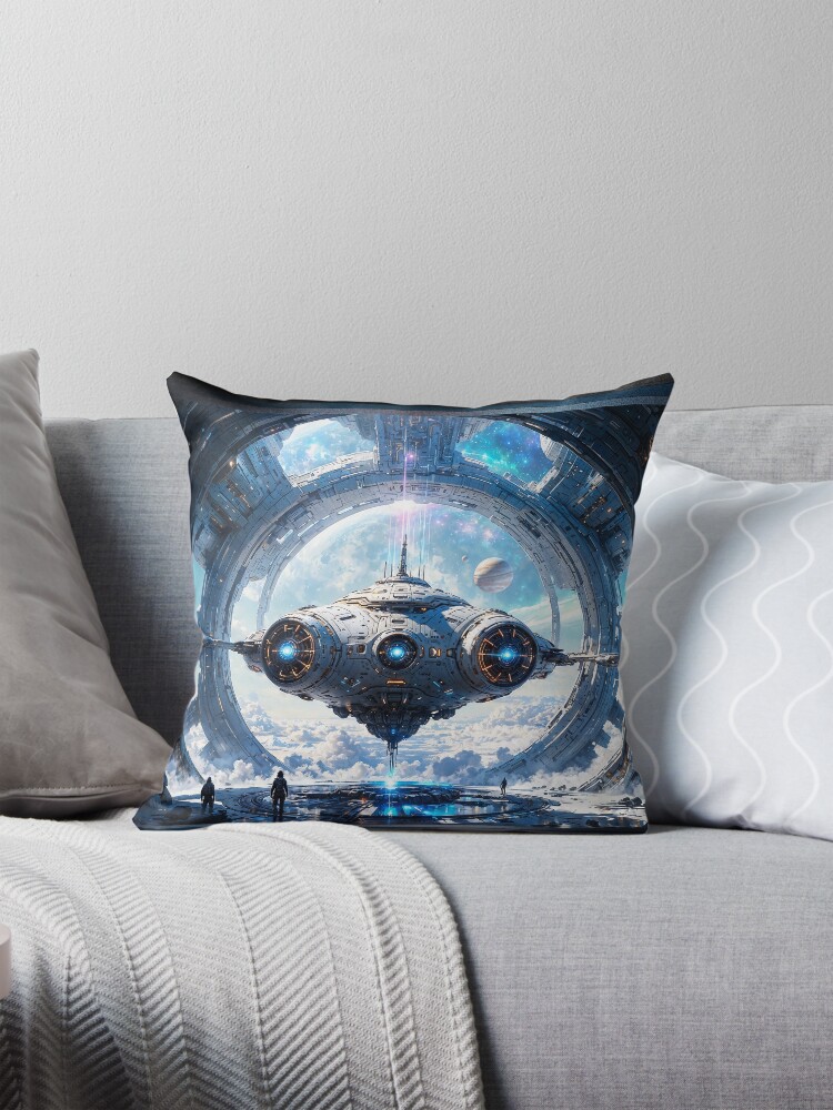 The Torlephin Probe Docked At The Celestial Gateway AI Concept Art by Xzendor7 | Breathtaking Awe-Inspiring Future Space Tech 4 The Torlephin Probe Docked At The Celestial Gateway Breathtaking AI Concept Art by Xzendor7 Decorative Art Print Throw