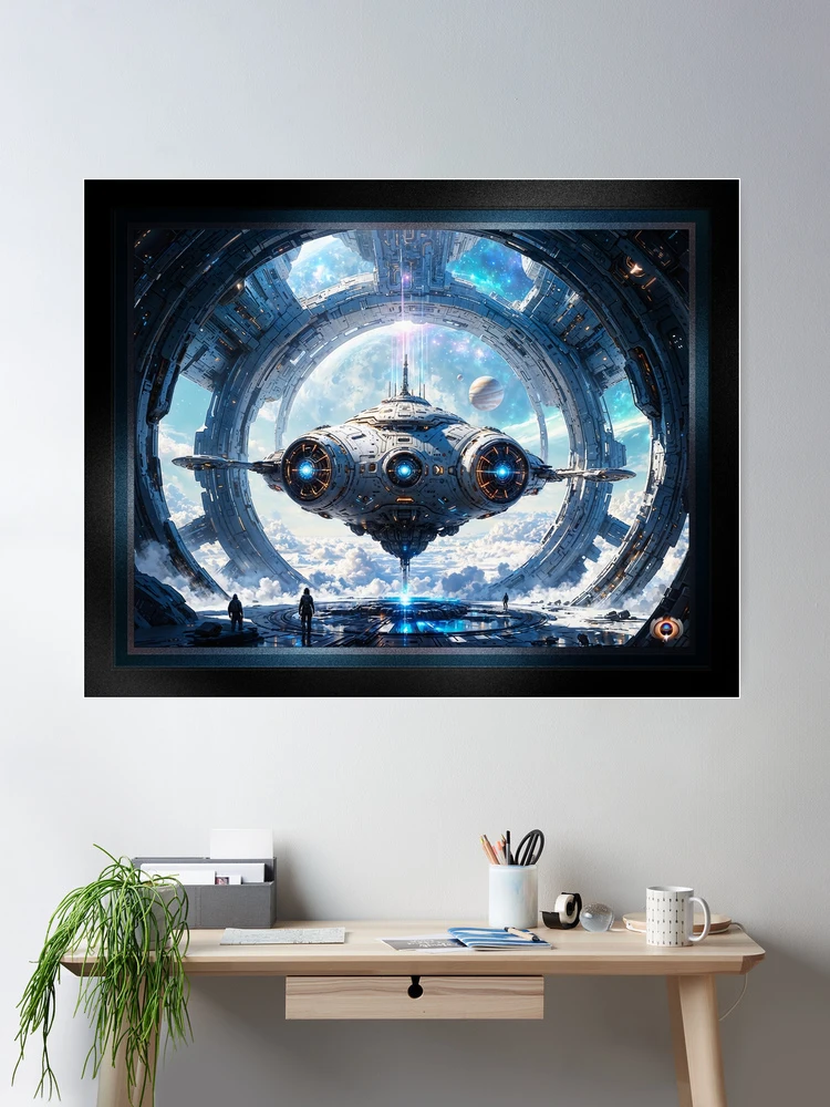 The Torlephin Probe Docked At The Celestial Gateway AI Concept Art by Xzendor7 | Breathtaking Awe-Inspiring Future Space Tech 2 The Torlephin Probe Docked At The Celestial Gateway Breathtaking AI Concept Art by Xzendor7 Wall Decor Poster Art Print