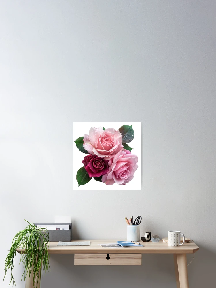 Thumbnail 2 of 3, Poster, Pink Roses 1/2 - Roses Collection designed and sold by Styled by Anne.