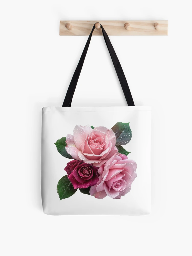Thumbnail 1 of 2, Tote Bag, Pink Roses 1/2 - Roses Collection designed and sold by Styled by Anne.