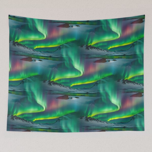 Item preview, Green Northern lights, polar lights photo landscape pattern designed and sold by patterncrow.