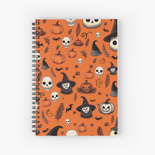 Vintage Skull & Pumpkin Pattern Spiral Notebook