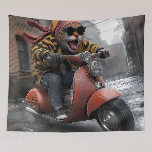 Item preview, Rapper cat on a motorcycle designed and sold by Osintown.