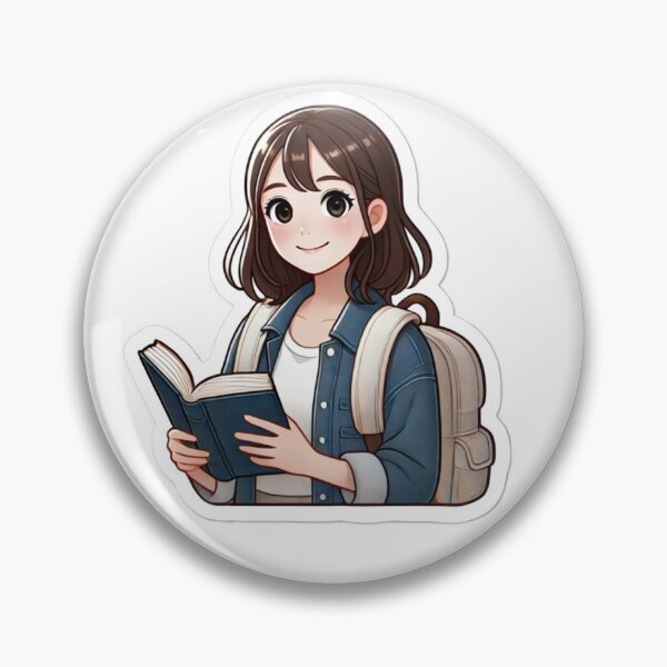 Item preview, Enthusiastic Female Student Reading a Book and Wearing a Backpack designed and sold by Stylygifts.