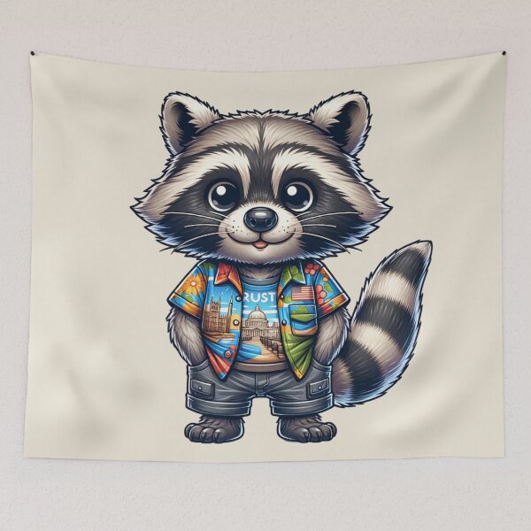 Item preview, Raccoon Wearing Tacky Tourist Shirt designed and sold by BassHeadMomma.