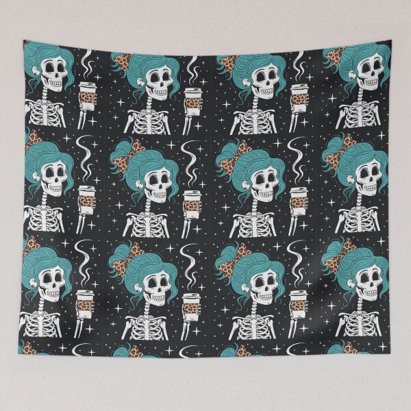 Item preview, Skeleton Women Drinks Coffee  designed and sold by trendspatterns.