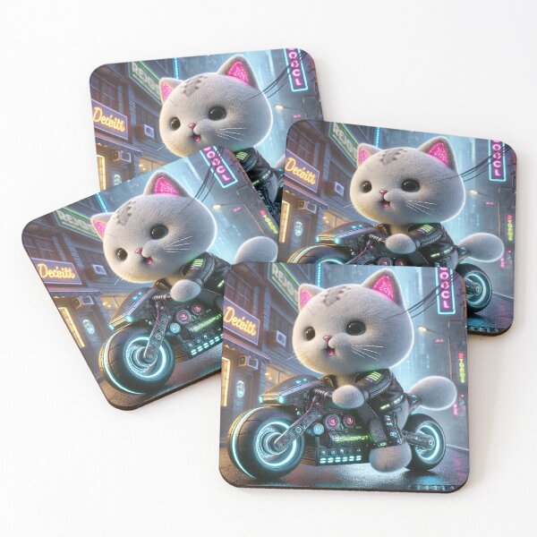 Item preview, Cyberpunk kitty on a motorcycle designed and sold by Osintown.