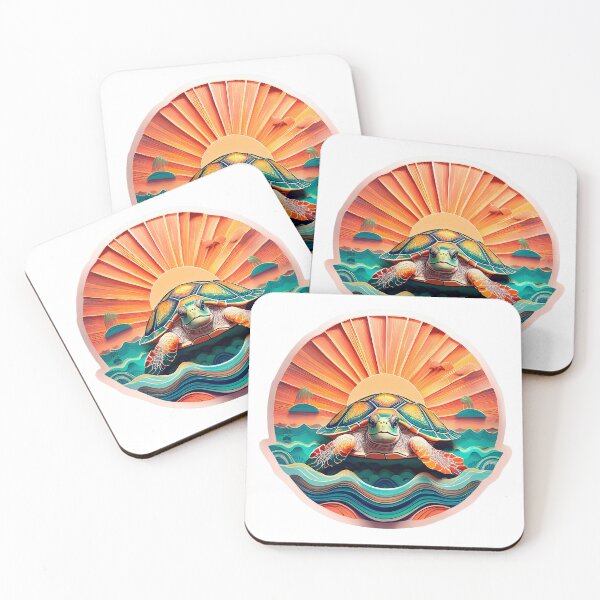 Item preview, Sea Turtle Sunset and Waves Retro Vintage Turtle Artwork designed and sold by Mandeville Photography.