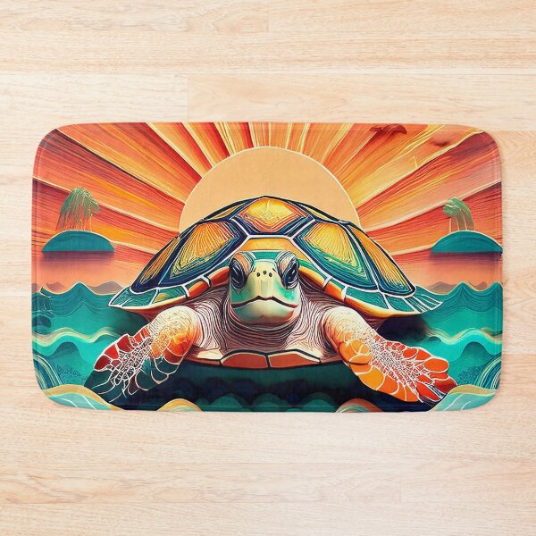 Item preview, Sea Turtle Sunset and Waves Retro Vintage Turtle Artwork designed and sold by Mandeville Photography.