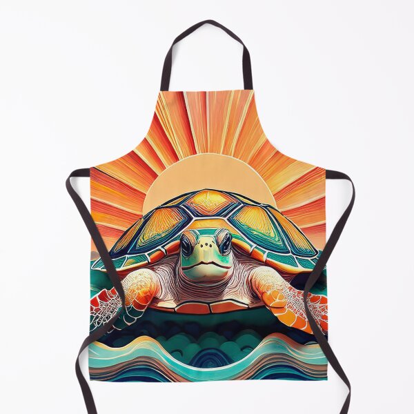 Item preview, Sea Turtle Sunset and Waves Retro Vintage Turtle Artwork designed and sold by Mandeville Photography.