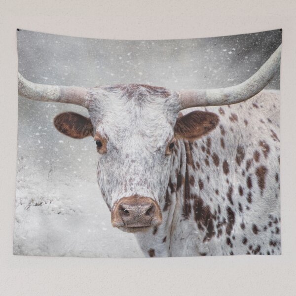 Item preview, Brown and White Longhorn in the Snow designed and sold by Elisabeth Lucas.