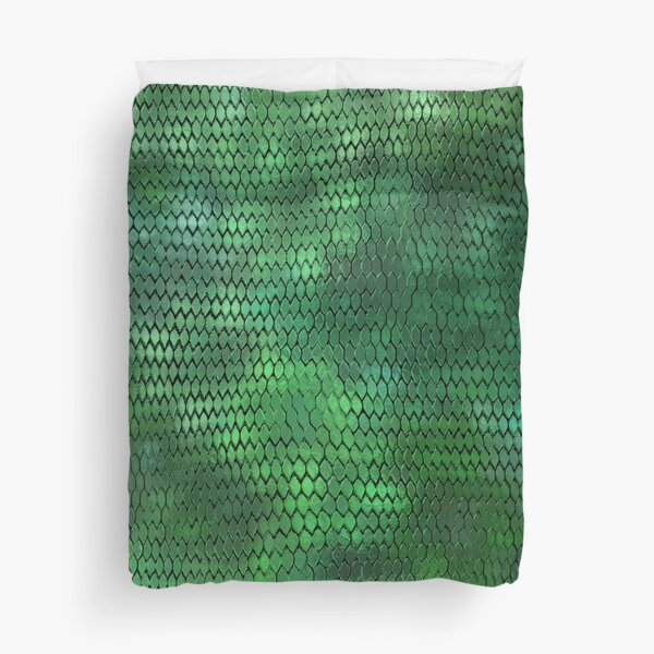 Green Metallic Dragon Scales Duvet Cover