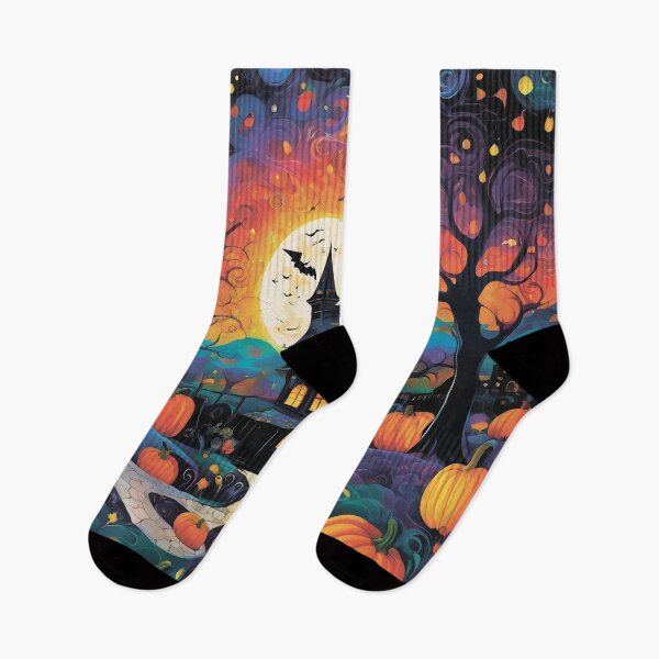 Item preview, Full moon and pumpkins on a colorful field.Scary castle. designed and sold by MagelliShop.