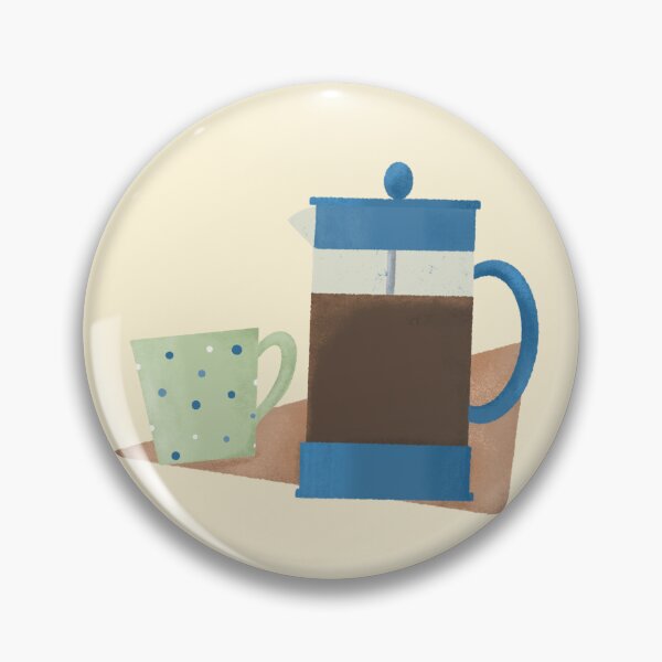 Artikelvorschau, Vintage Blaue French Press und grüne Tasse entworfen und verkauft von The Wise Apricot.