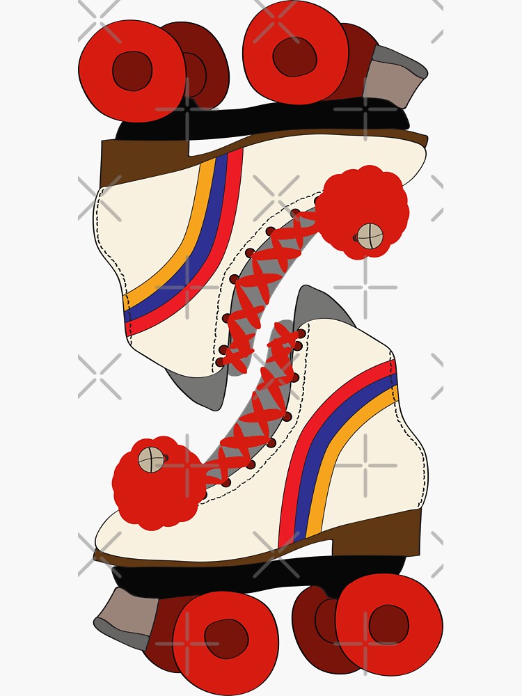 Striped Roller Skate with Pom Pom Sticker for Sale by jenbucheli