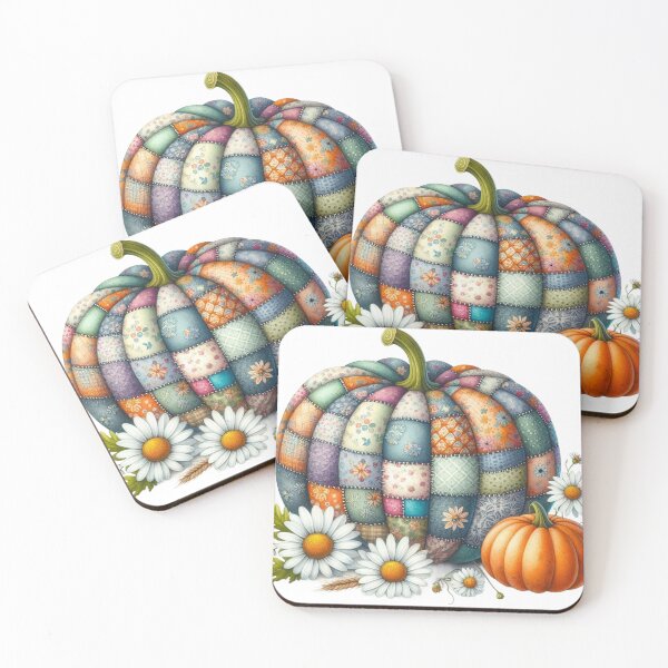 Item preview, Patchwork Pumpkin,Daisy Flower,Fall, designed and sold by deniz kaya.