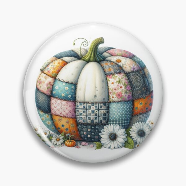 Item preview, Patchwork Pumpkin,Daisy Flower,Fall, designed and sold by deniz kaya.