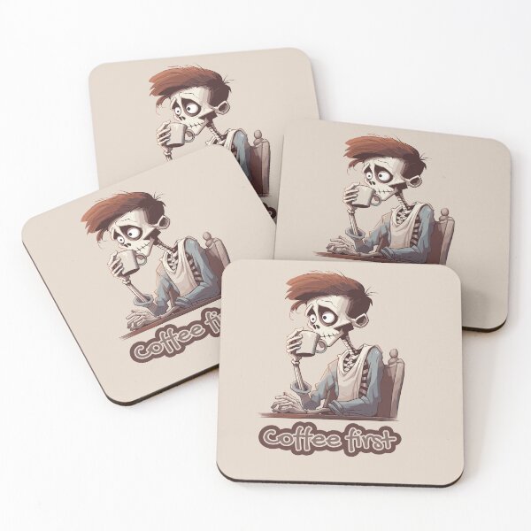 Item preview, Funny Tired Skeleton Cartoon | Coffee Lover | Tired Parent Humor | Overworked Office Life Art designed and sold by CroesCreations.