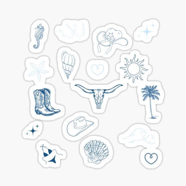Item preview, Coastal Cowgirl Sticker Pack designed and sold by jennyk7.