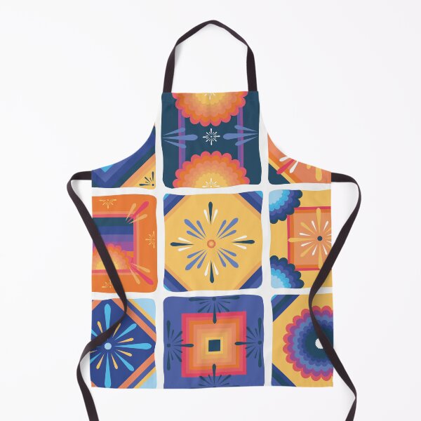 Item preview, Orange and Blue Mediterranean style tile print designed and sold by Leahvco.