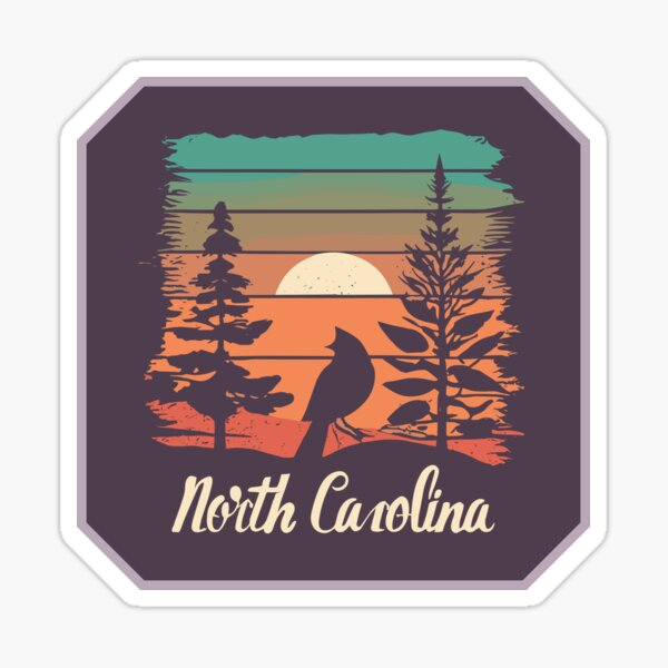 Item preview, North Carolina - Vintage Sunset - Travel Badge designed and sold by Amazing States of America.