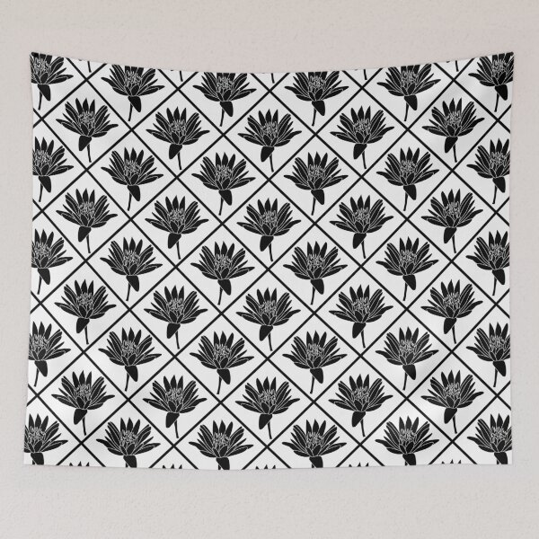 Item preview, Lotus Diagonals Black on White designed and sold by Art in My Loft.