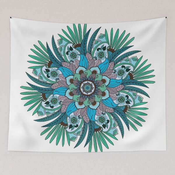 Item preview, Floral Blue Green Mandala designed and sold by LaniKaiArtistry.