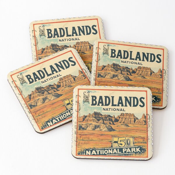 Item preview, Vintage Badlands National Park Stamp Art designed and sold by Pujo Design.