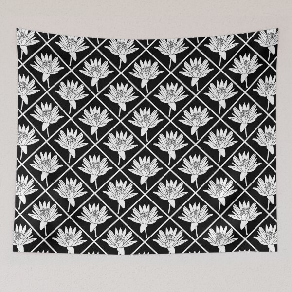 Item preview, Lotus Diagonals White on Black designed and sold by Art in My Loft.
