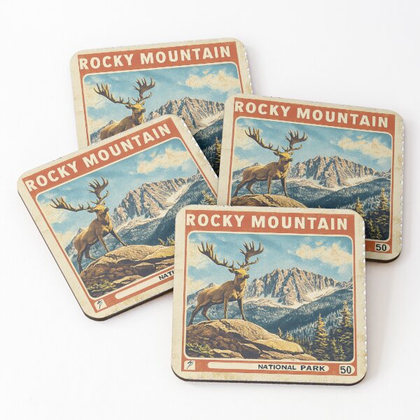 Item preview, Vintage Rocky Mountain National Park Stamp Design designed and sold by Pujo Design.