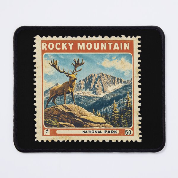 Item preview, Vintage Rocky Mountain National Park Stamp Design designed and sold by Pujo Design.