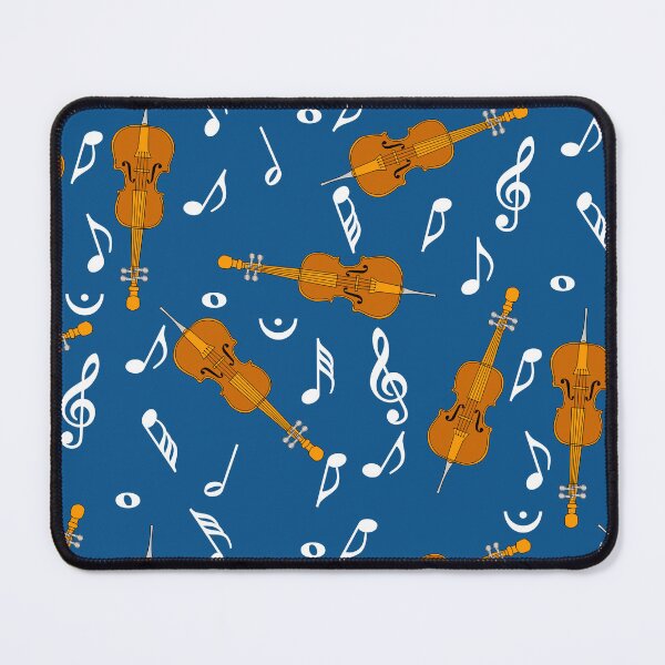 Artikelvorschau, Cello, Weiß, Musiknoten, Muster, Blau, 2 entworfen und verkauft von BartholGraphics.