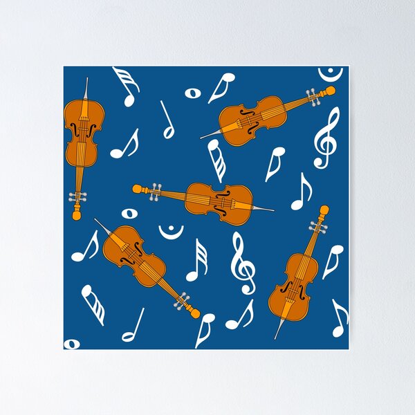 Item preview, Cello White Music Notes Pattern Blue 2 designed and sold by BartholGraphics.