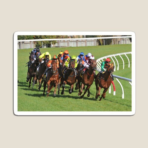 Horse racing action Magnet