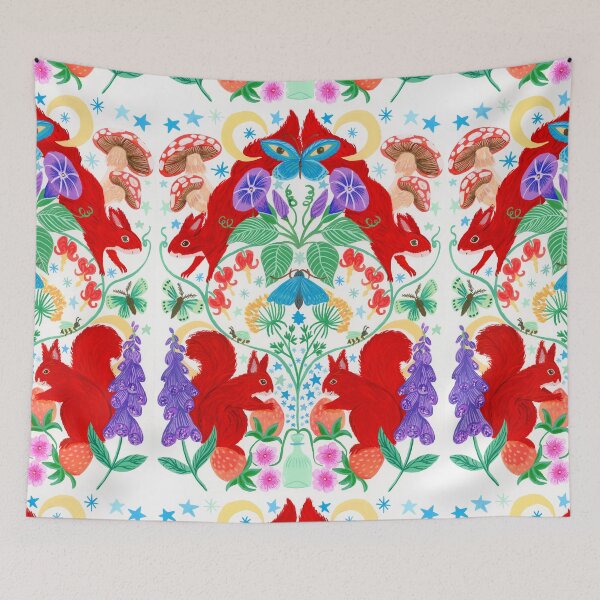Item preview, Enchanted Forest Moth Squirrels and Nature Pattern willam morris inspired Art by Jemma Jamie Skidmore designed and sold by Jemma Jamie Skidmore.