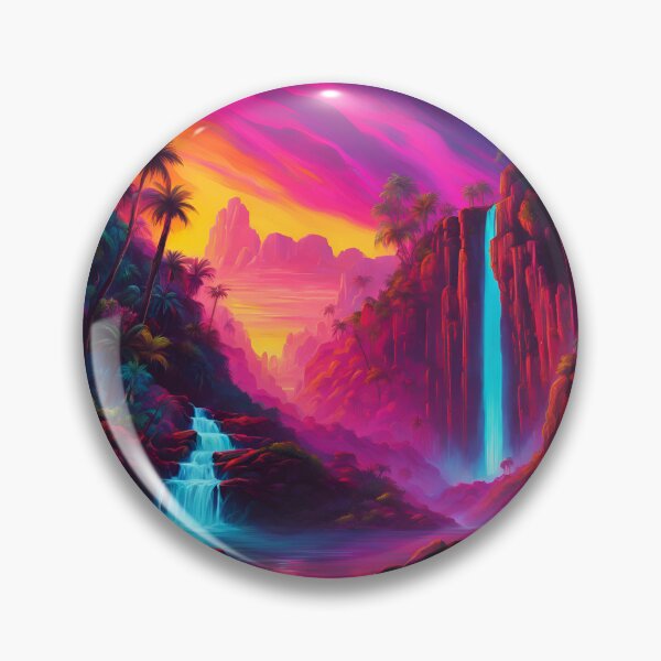 Item preview, Retro neon waterfall in the jungle designed and sold by NicMacTees.