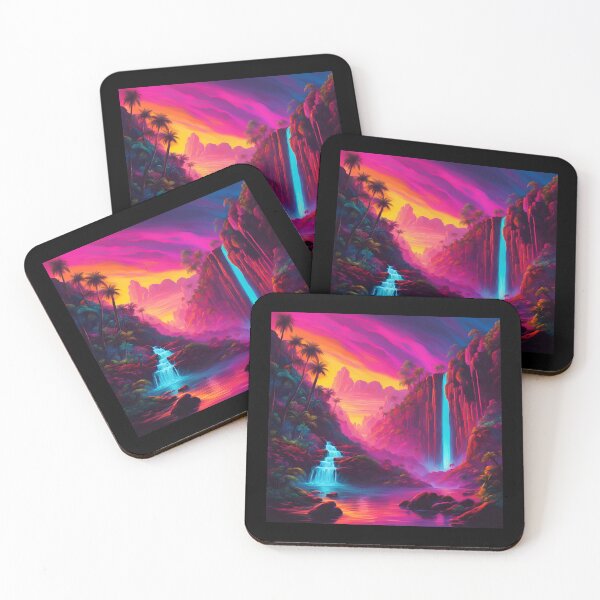 Item preview, Retro neon waterfall in the jungle designed and sold by NicMacTees.