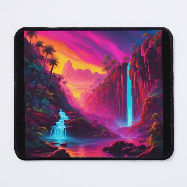 Item preview, Retro neon waterfall in the jungle designed and sold by NicMacTees.