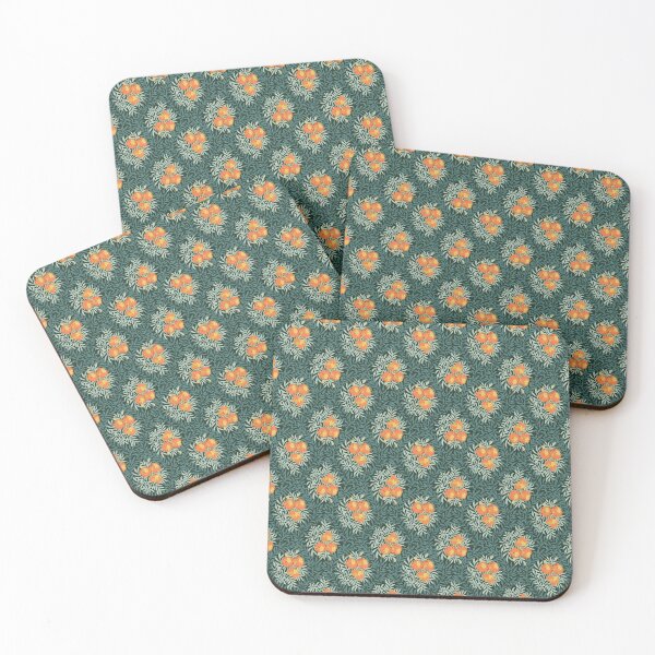 Item preview, Bright Marigold Flowers and Vines on a Dark Green Background designed and sold by Sally Ellington Creative.