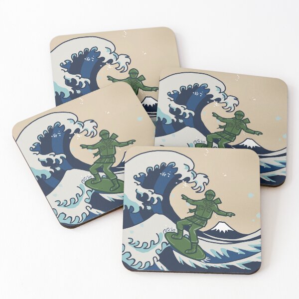 Item preview, Little Green Army Man Surfing The Great Wave off Kanagawa designed and sold by Bobo-fish.