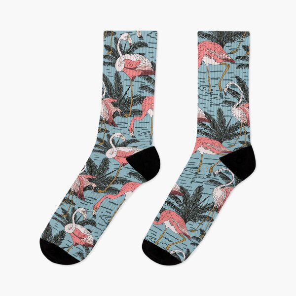Item preview, Tropical Pink Flamingos in Blue Water designed and sold by Sally Ellington Creative.